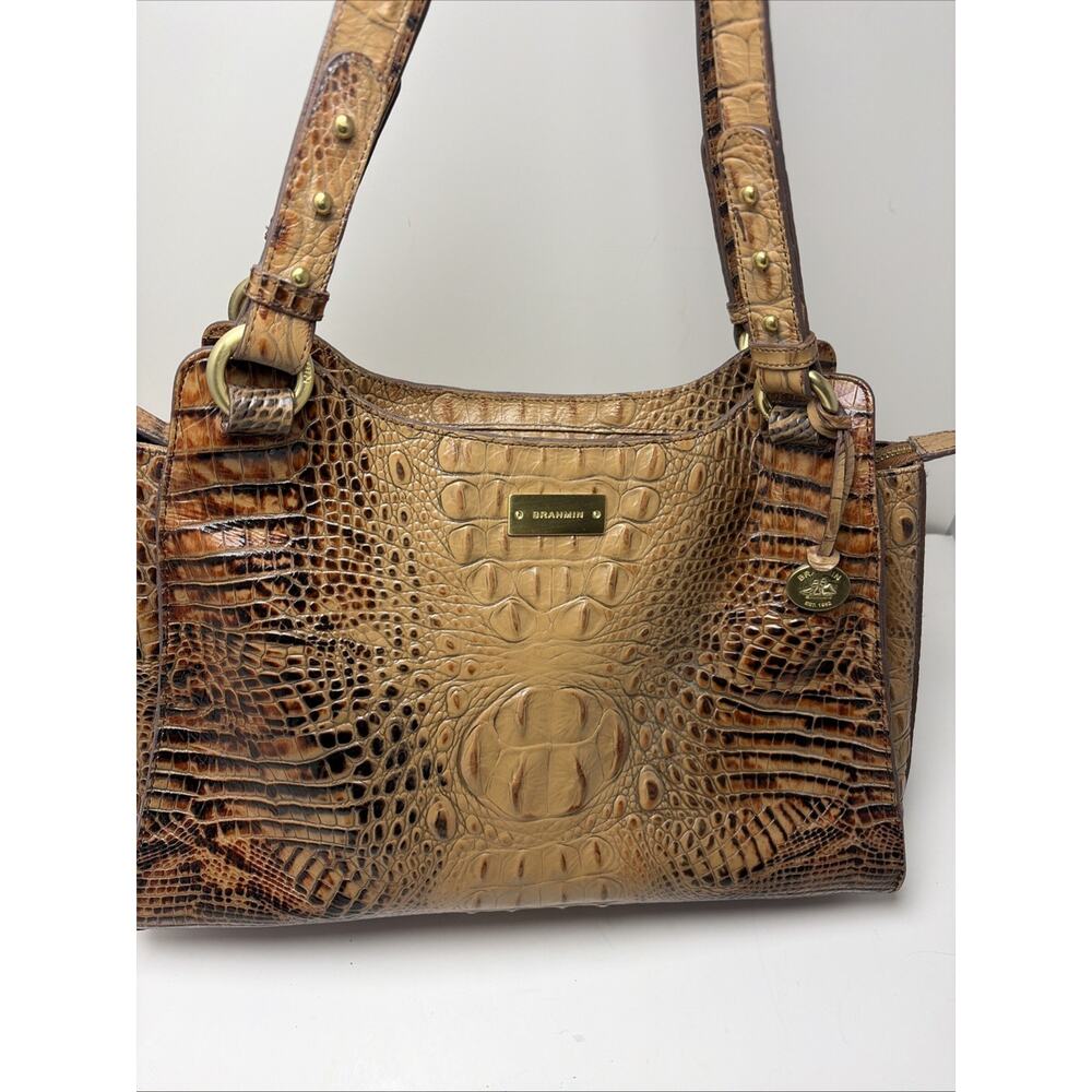 BRAHMIN Melbourne Esme Shoulder Bag Toasted Almond. Tan Brown Double Strap - Picture 2 of 10